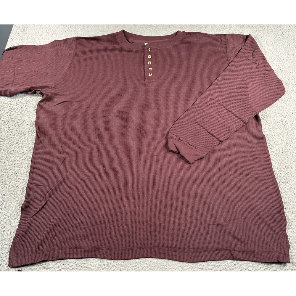 King Size Shirt Men's 2XL Brown‎ Cotton Classic Waffle-Knit Thermal Henley Tee